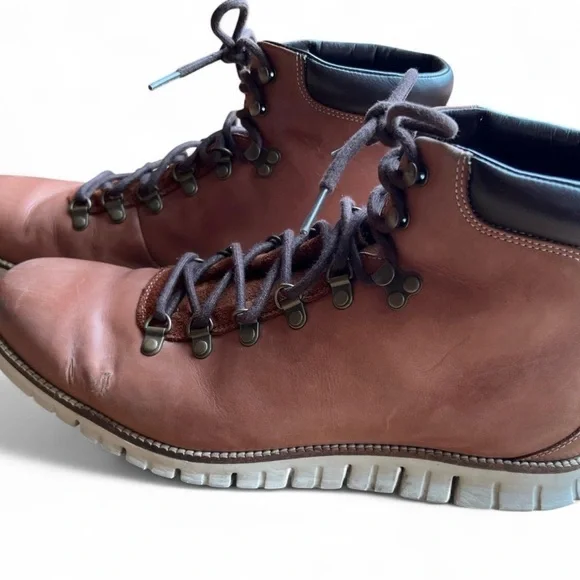 Cole Haan Men’s Brown Leather Lace-Up Boots Size 13